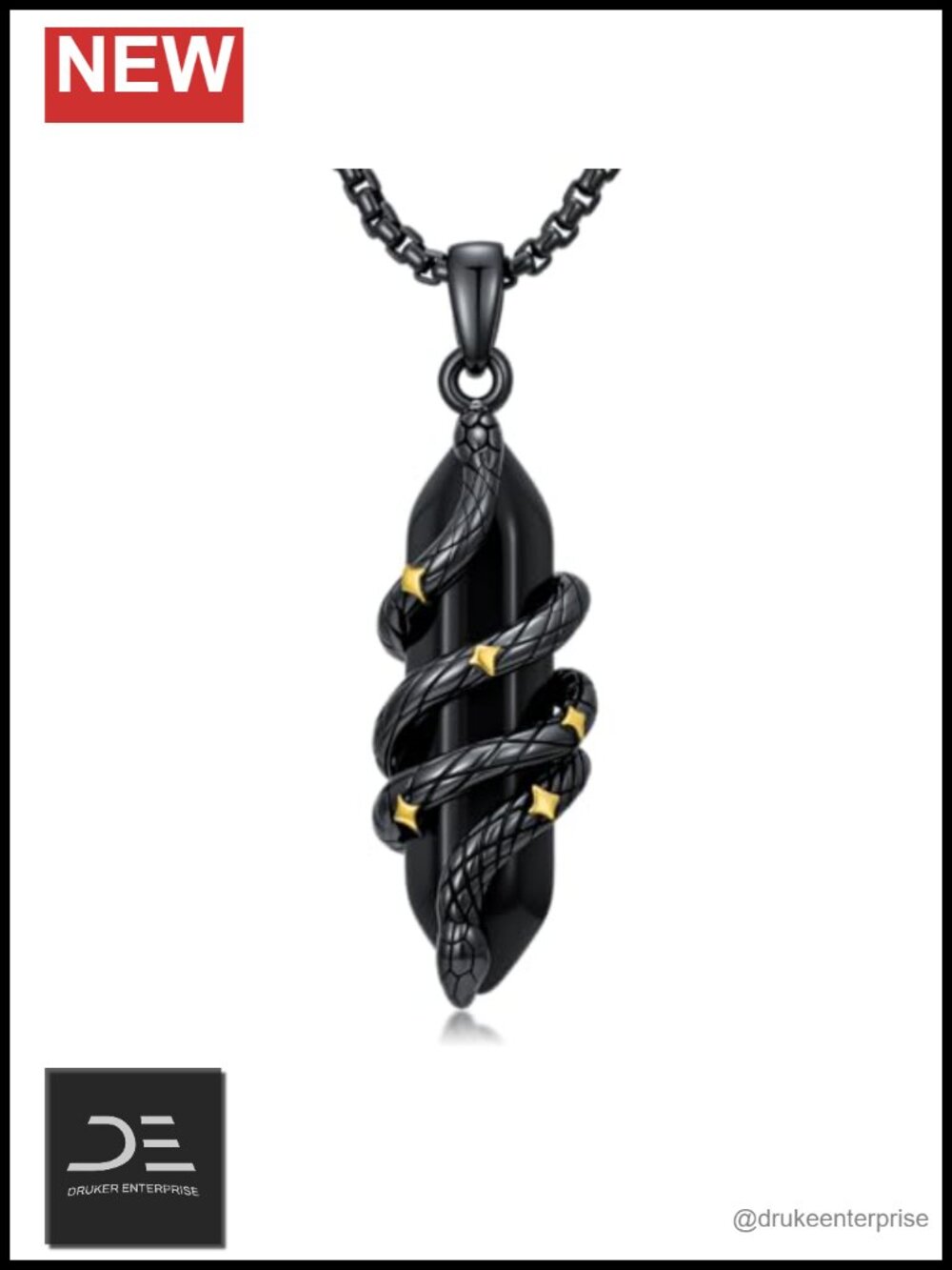 925 Sterling Silver Snake Pendant Necklace with Healing Crystal for Women